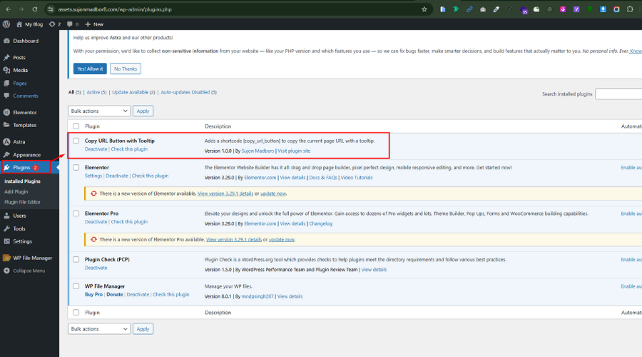 Copy button with tooltip in action.