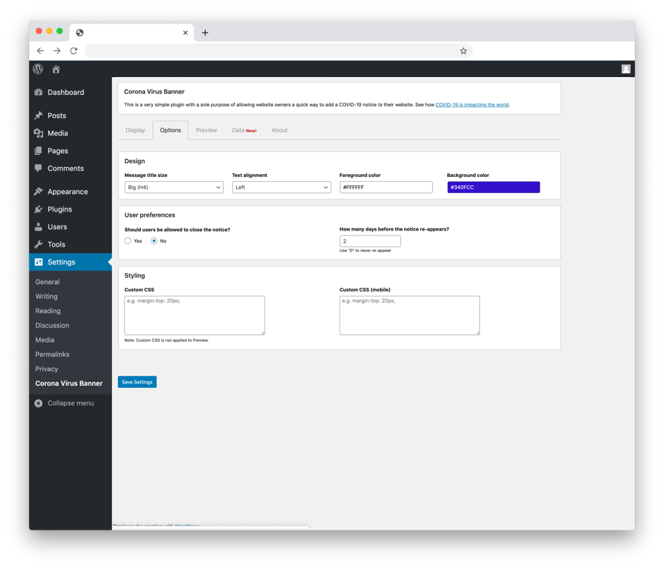 Dashboard: Display