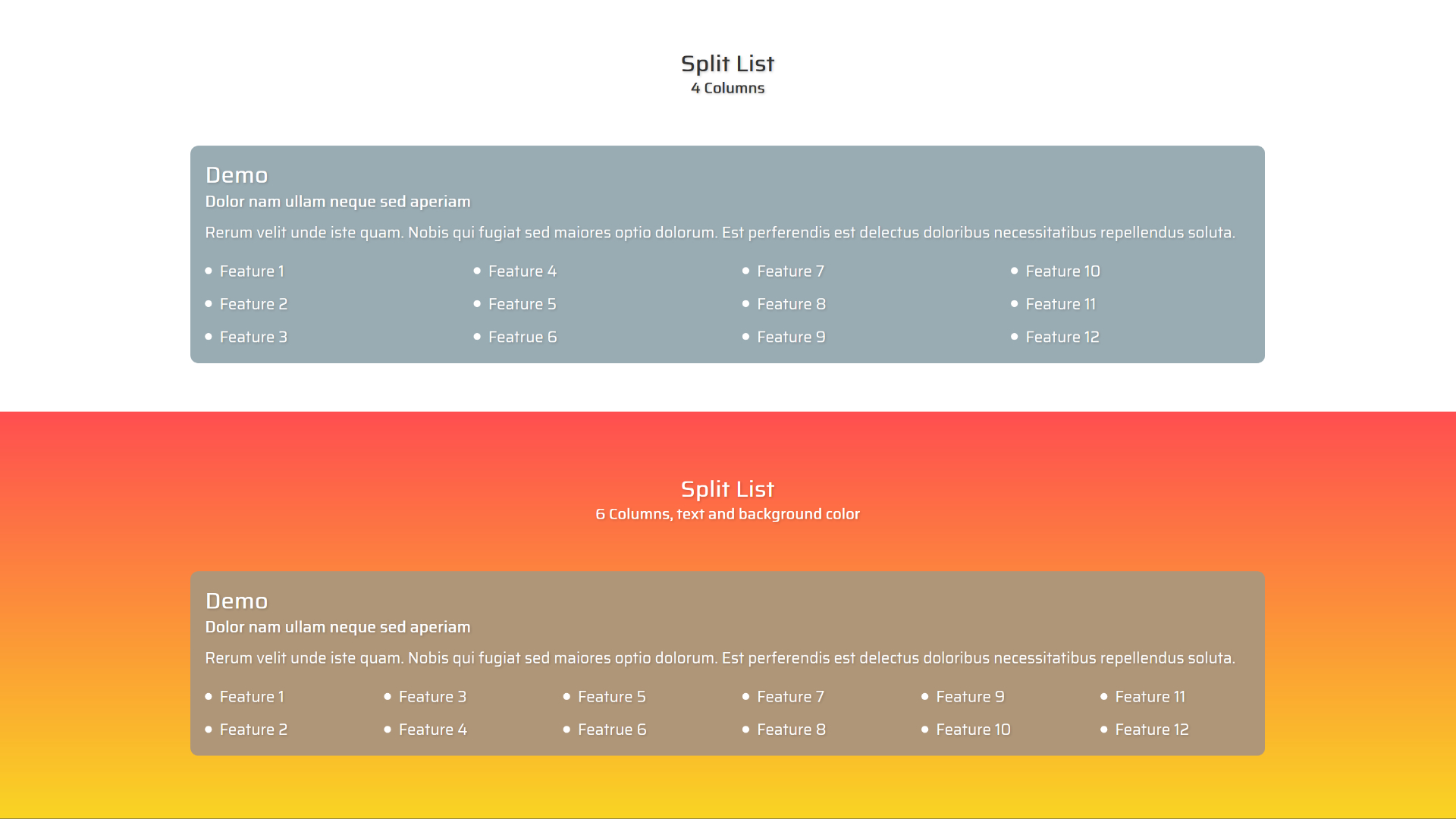 Split List Block Screen