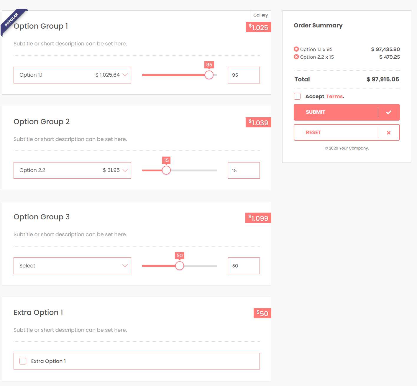 Cost Calculator For Elementor