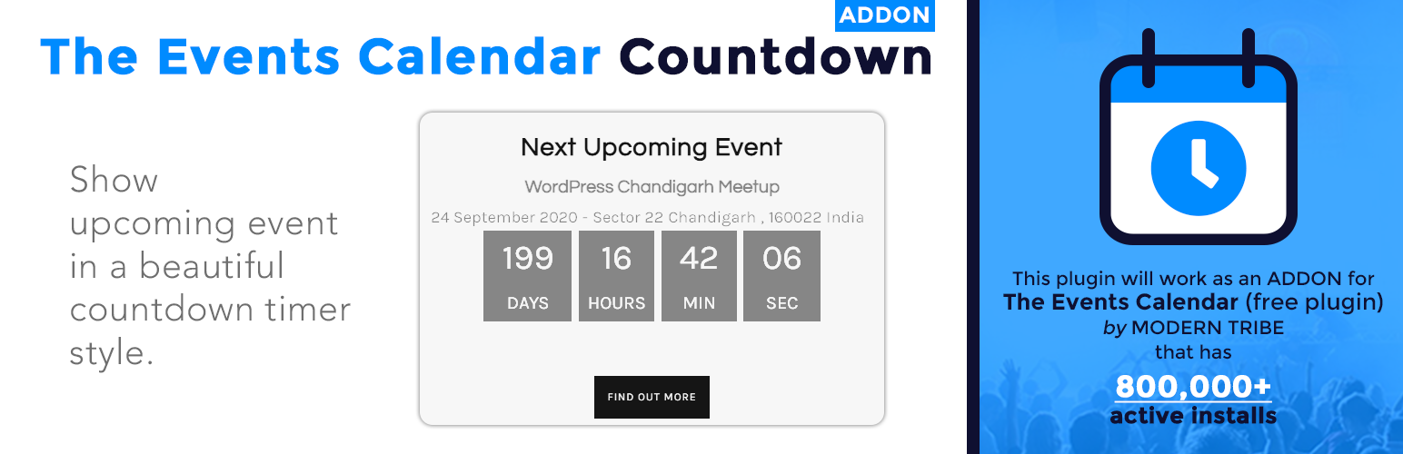 WordPress 外掛 The Events Calendar Countdown Addon 的封面圖片。