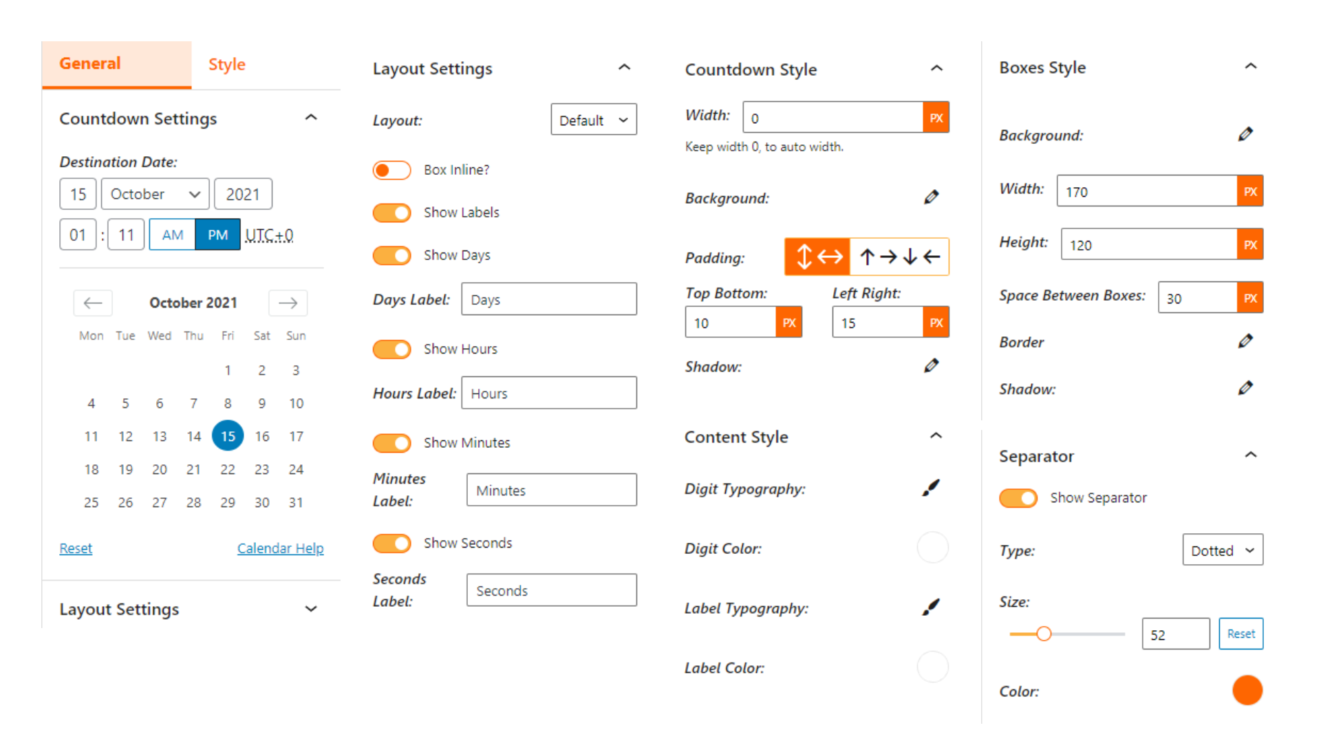 Countdown Timer- Settings