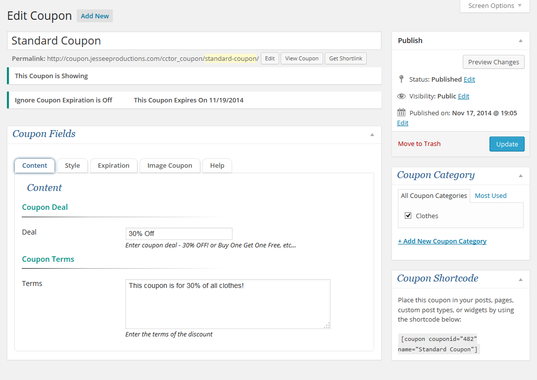 coupon creator wordpress org