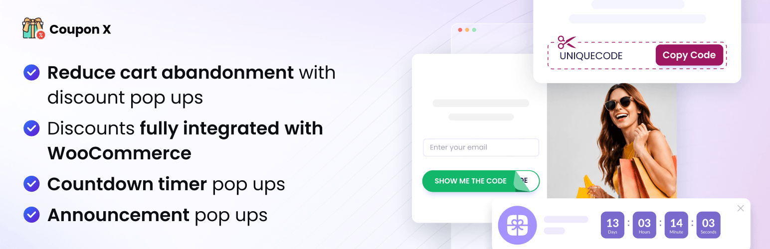 Coupon X – Discount Popups, Promo Codes Pop Ups for WooCommerce & Announcement Popups
