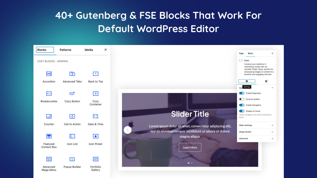 Cozy Blocks – Page Builder for Gutenberg &amp; Site Editor, Post Blocks, WooCommerce Blocks, Magazine Blocks, WordPress Gutenberg Blocks, Patterns and Templates Library