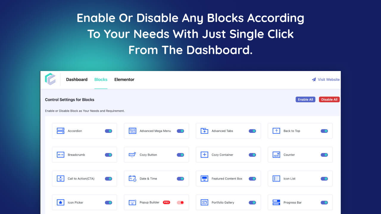 Blocks Enable/Disable Option