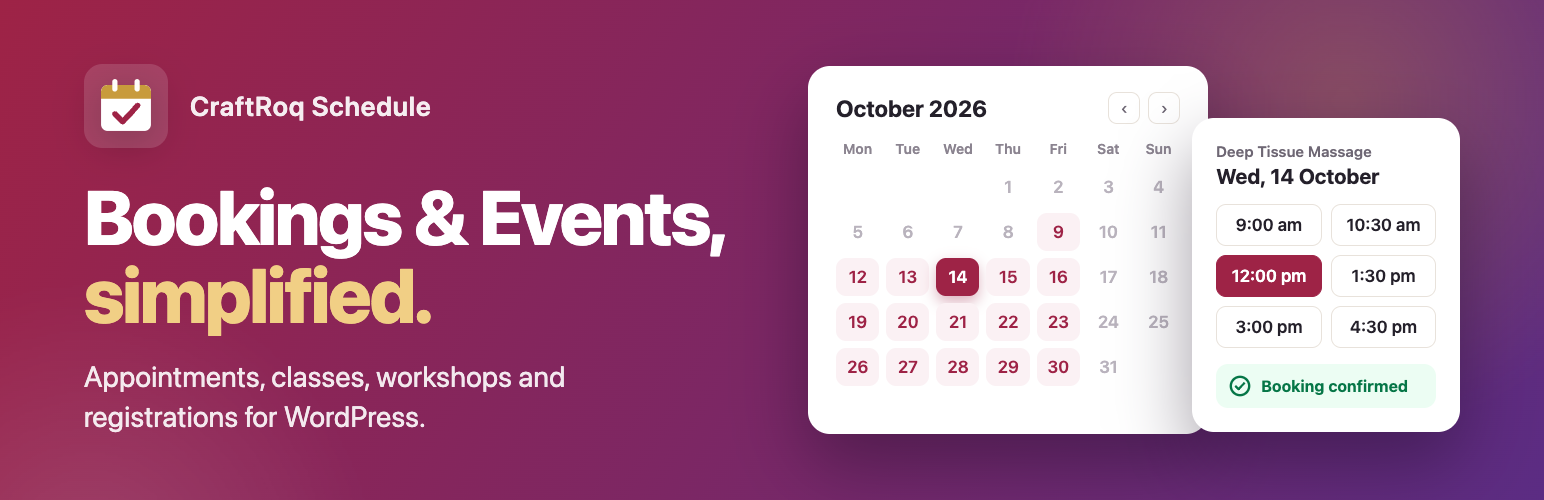 WordPress 外掛 CraftRoq Schedule 的封面圖片