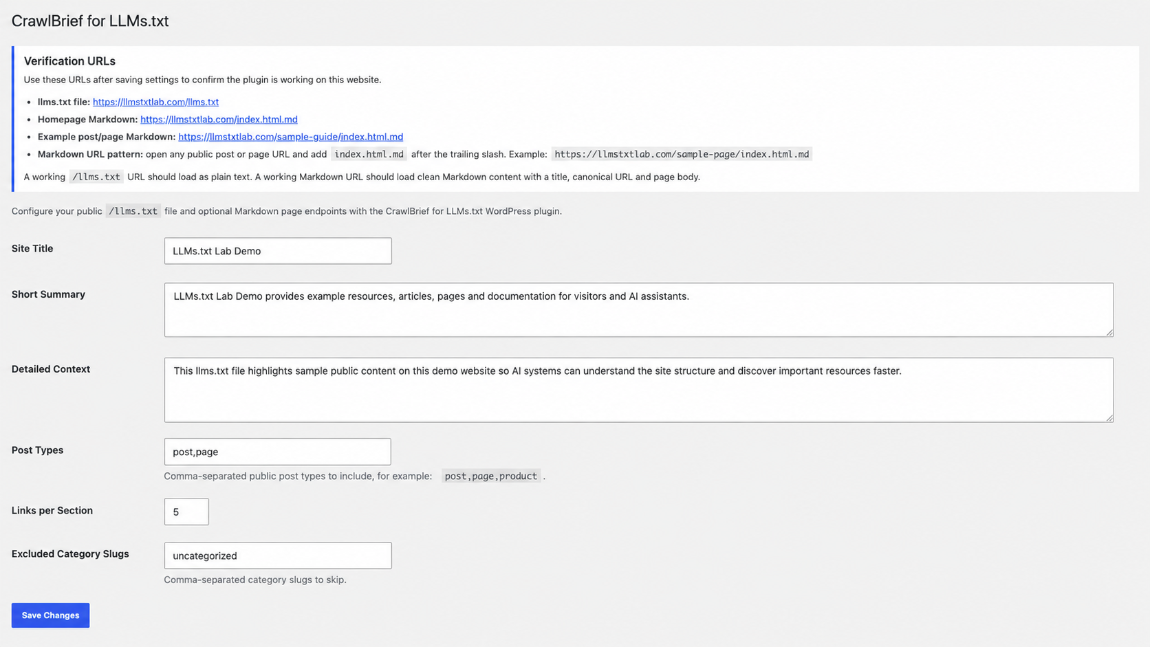 Settings interface.