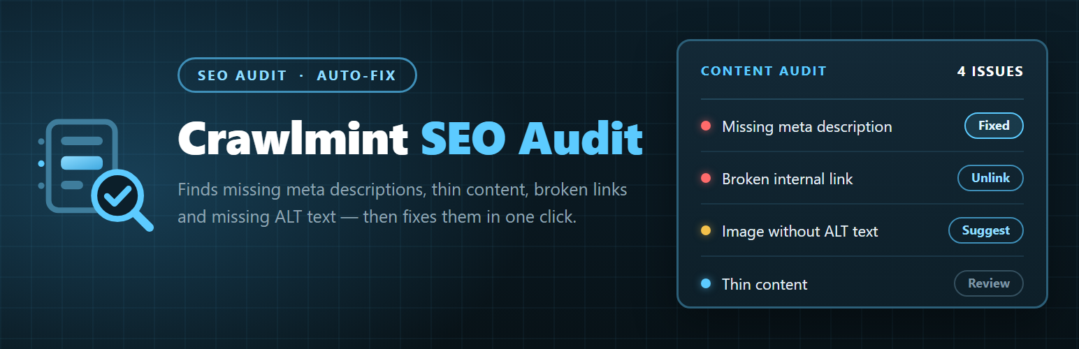 WordPress 外掛 Crawlmint SEO Content Audit and Fixer 的封面圖片