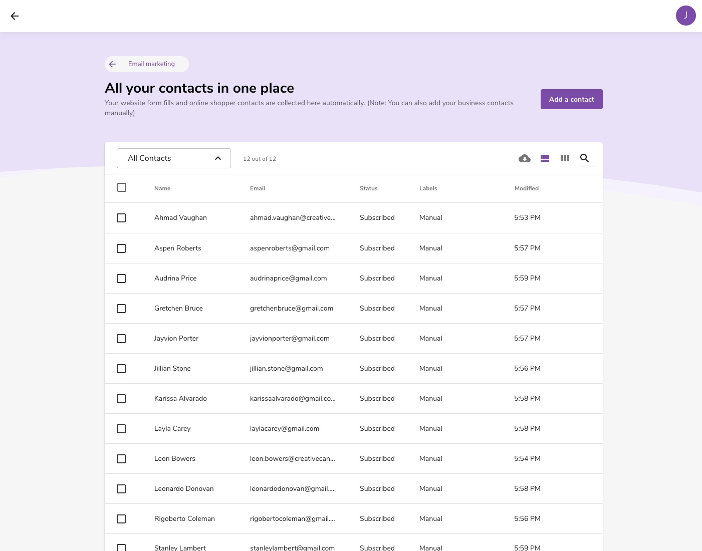 Manage your contacts and email lists, all in one place