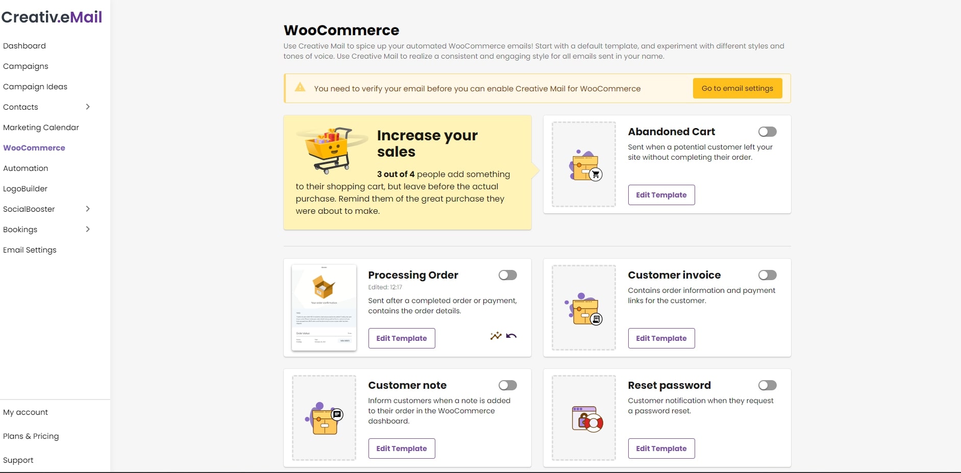 Let Creative Mail handle your WooCommerce emails