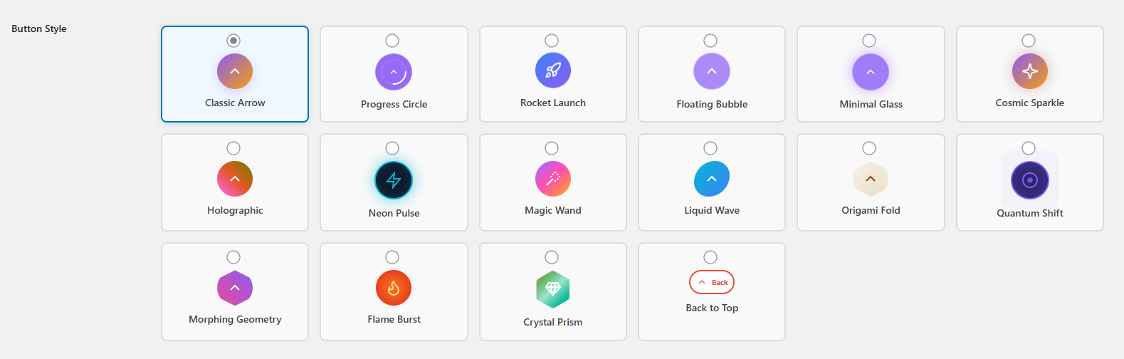 16 Button Styles - Visual selection of all available button styles