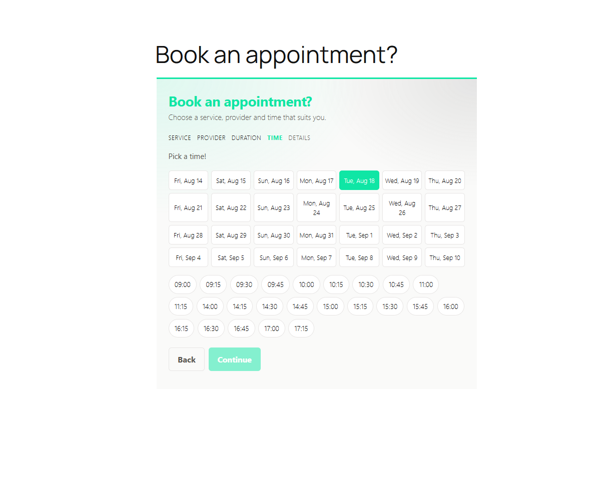Client booking flow