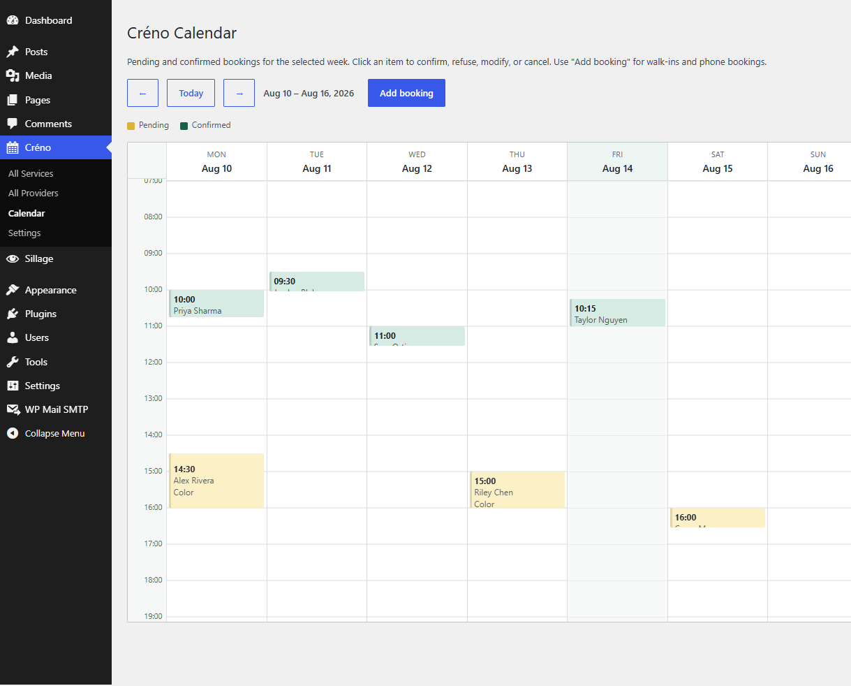 Admin calendar