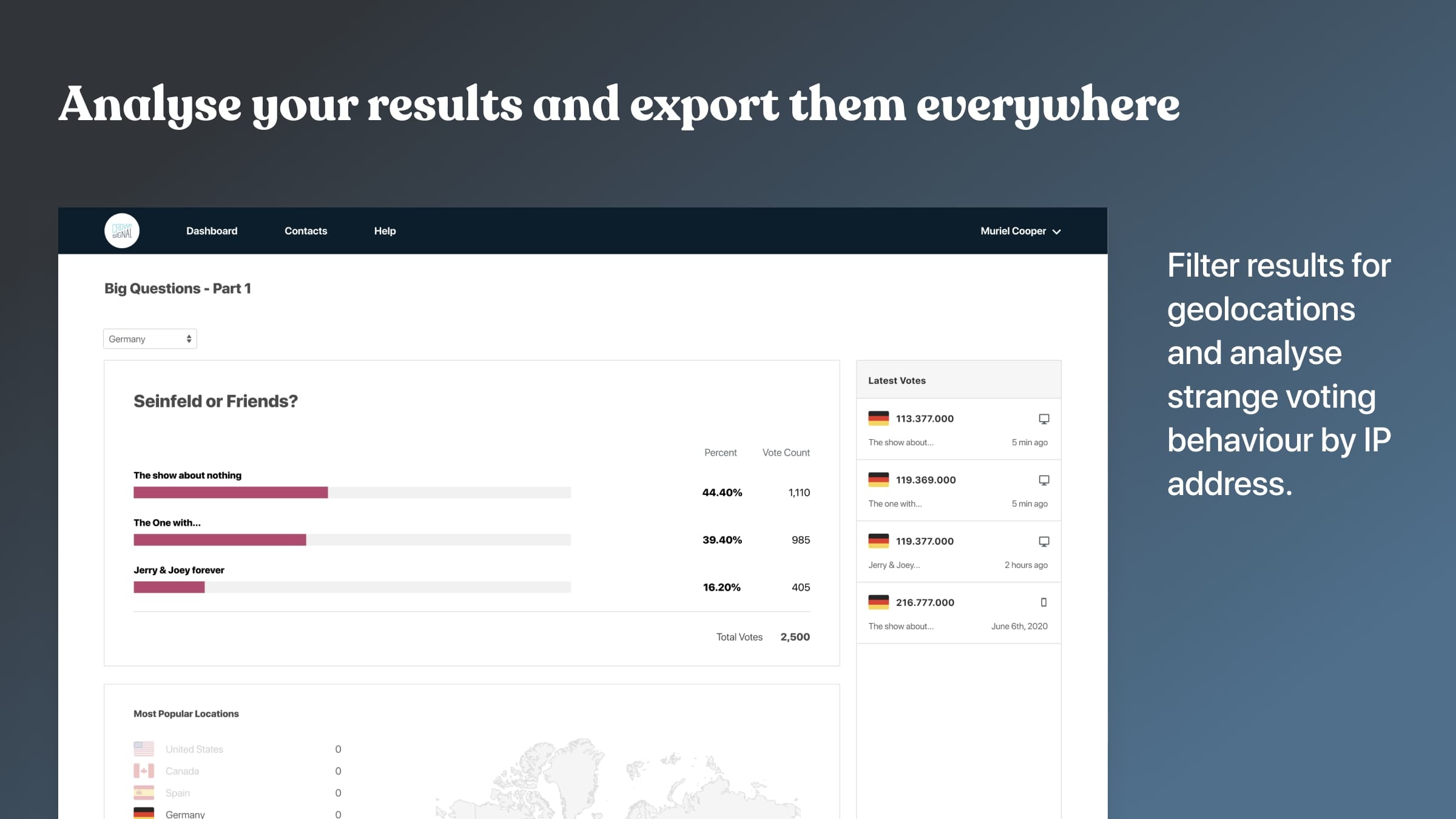 Analise os resultados e exporte-os para qualquer lugar