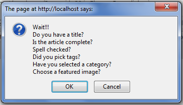 This is what you'll see whenever you push the publish button