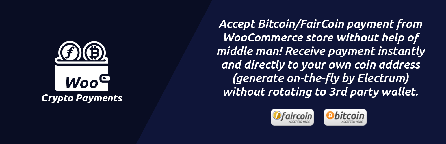Crypto Payments Woo – Bitcoin/FairCoin Gateway for WooCommerce