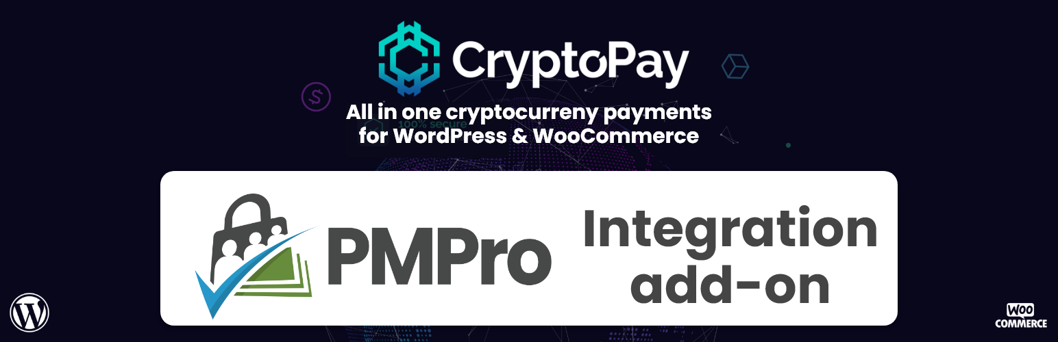 WordPress 外掛 Cryptocurrency Payments for Paid Memberships Pro (PMPro) by CryptoPay 的封面圖片。