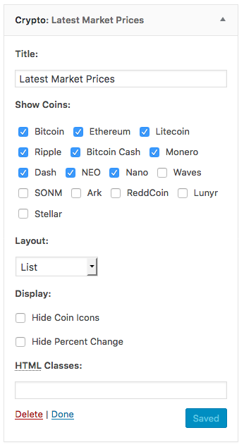 Easy admin controls with the Crypto Widget