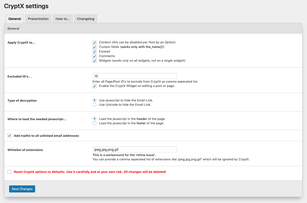Plugin settings
