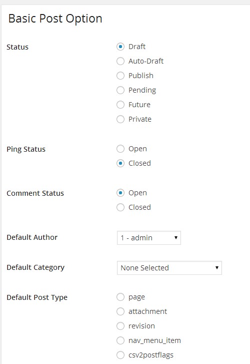 Standard Post Settings.