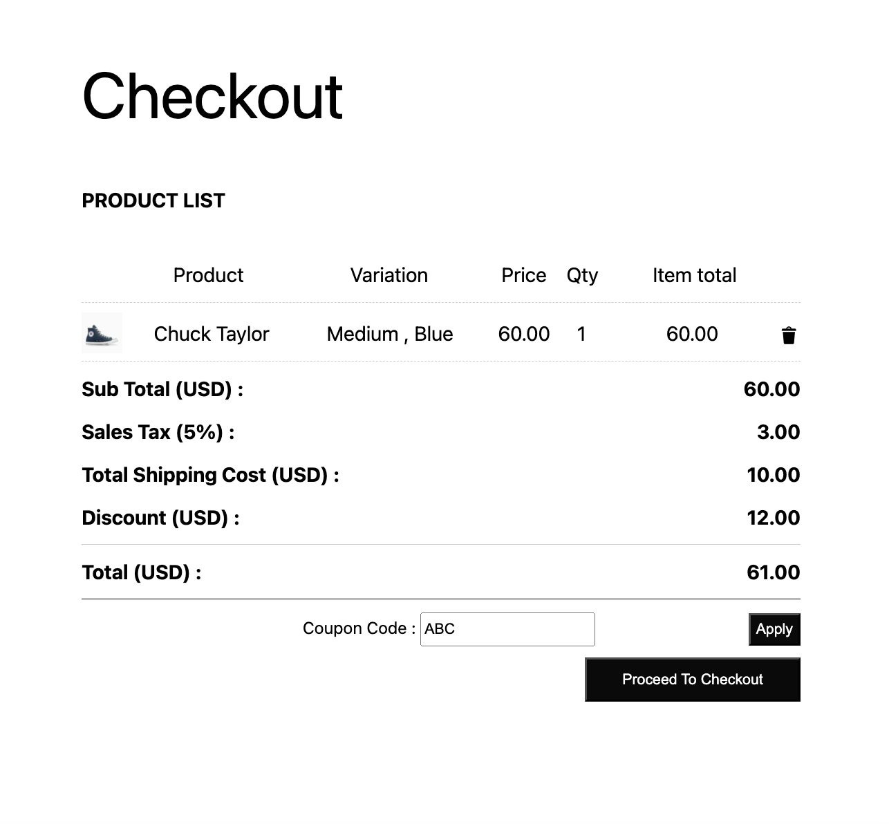 Checkout Page