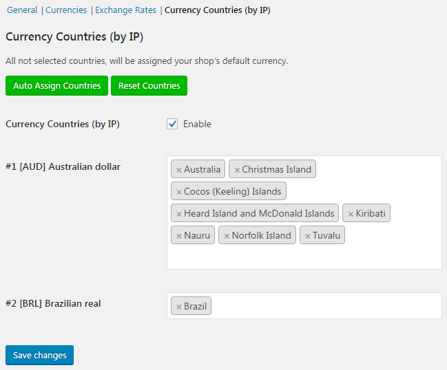 Currency Switcher for WooCommerce - Currency Countries (by IP).