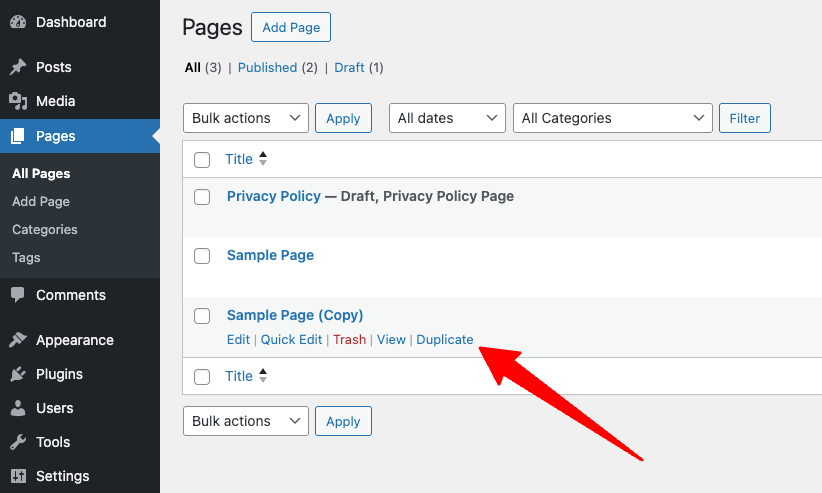 Duplicate Page and Post.