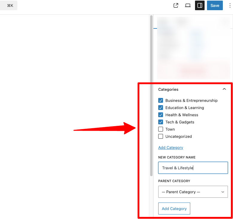 Page Categories and Tags.