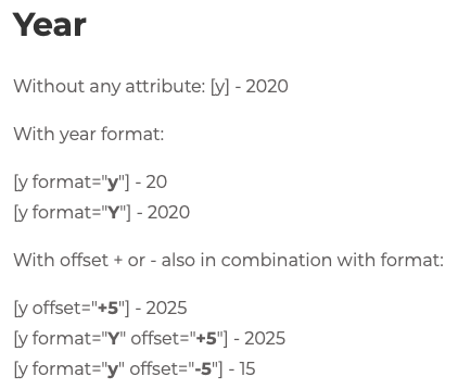 Year shortcode.