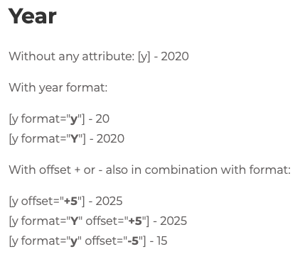 Current Year, Symbols and IP Shortcode