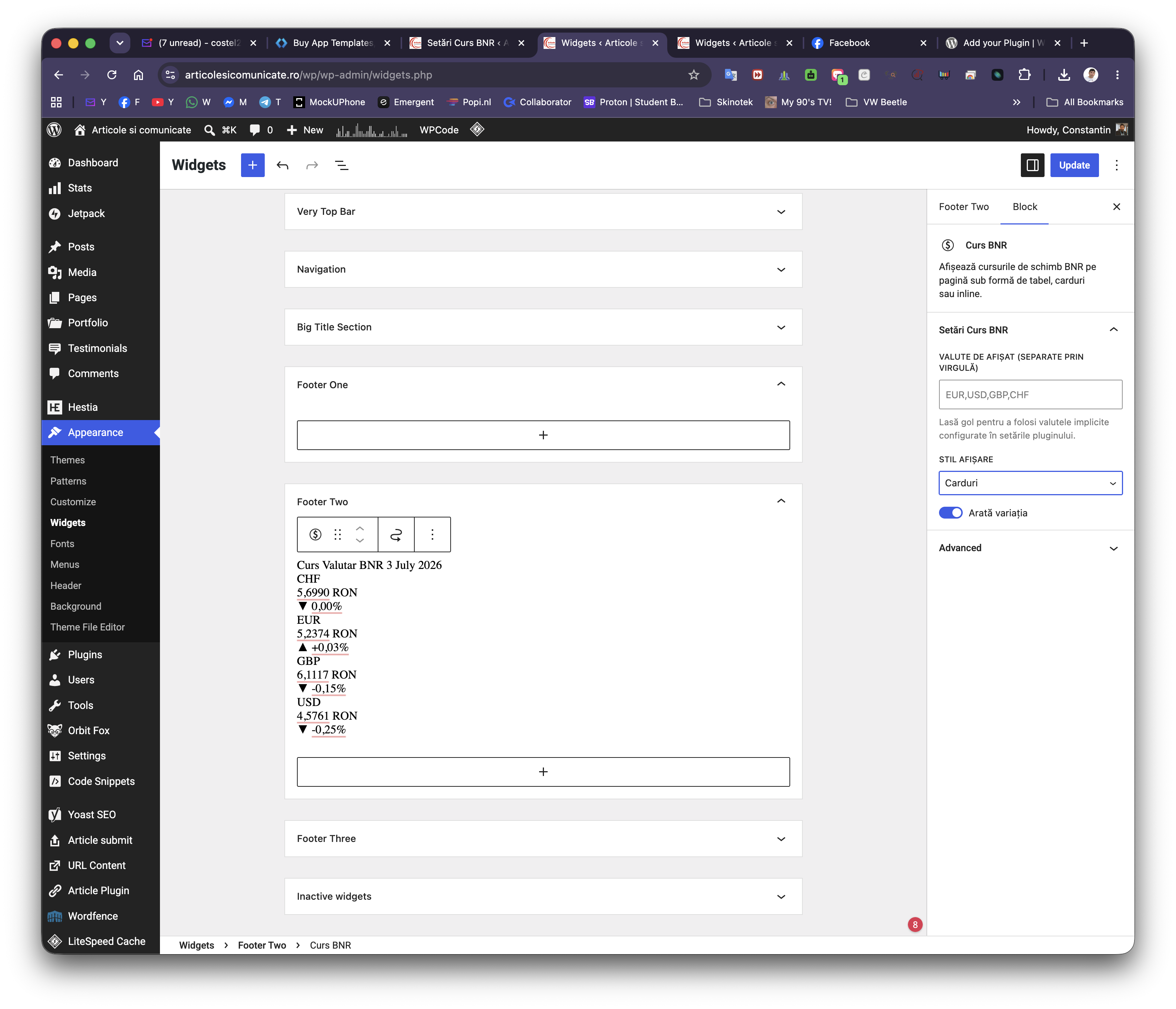 Gutenberg block preview în editor