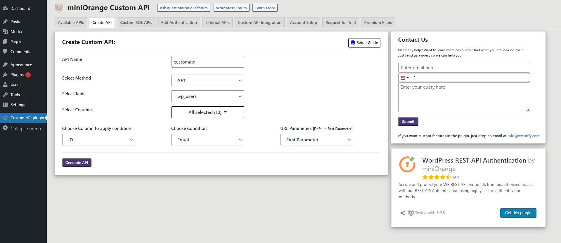 Create API UI