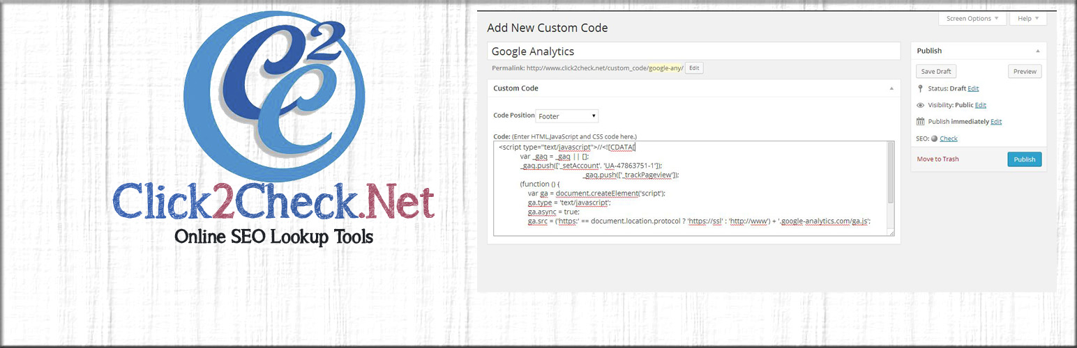 WordPress 外掛 Custom Code 的封面圖片。