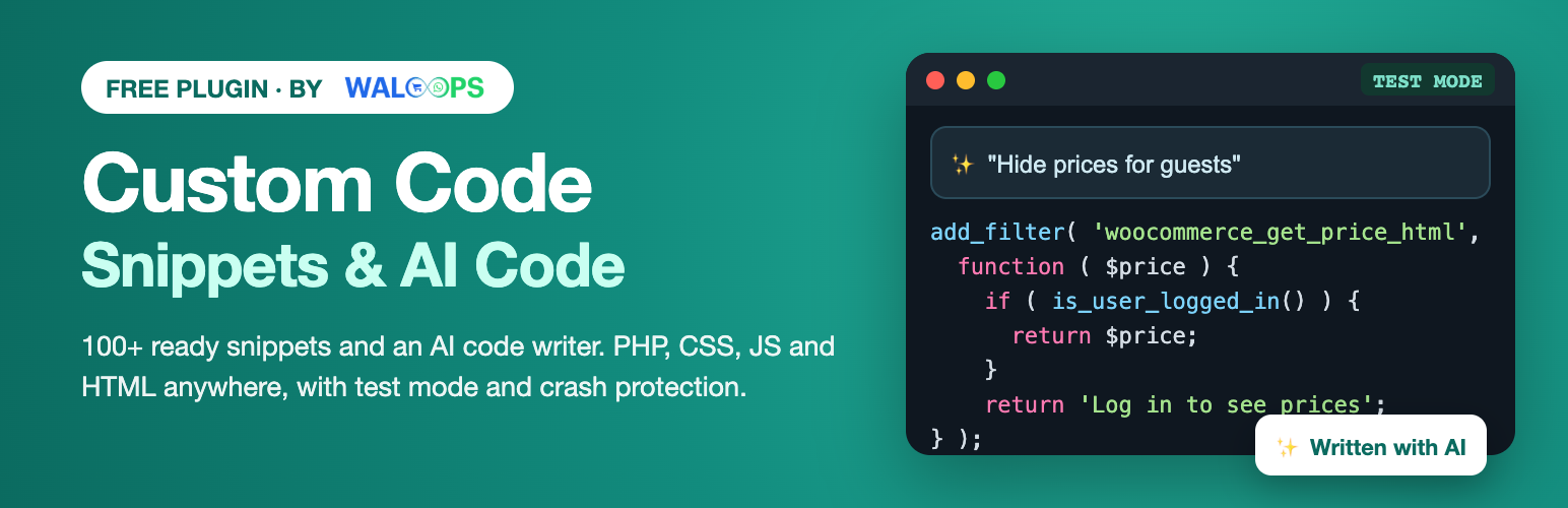 WordPress 外掛 Custom Code 的封面圖片