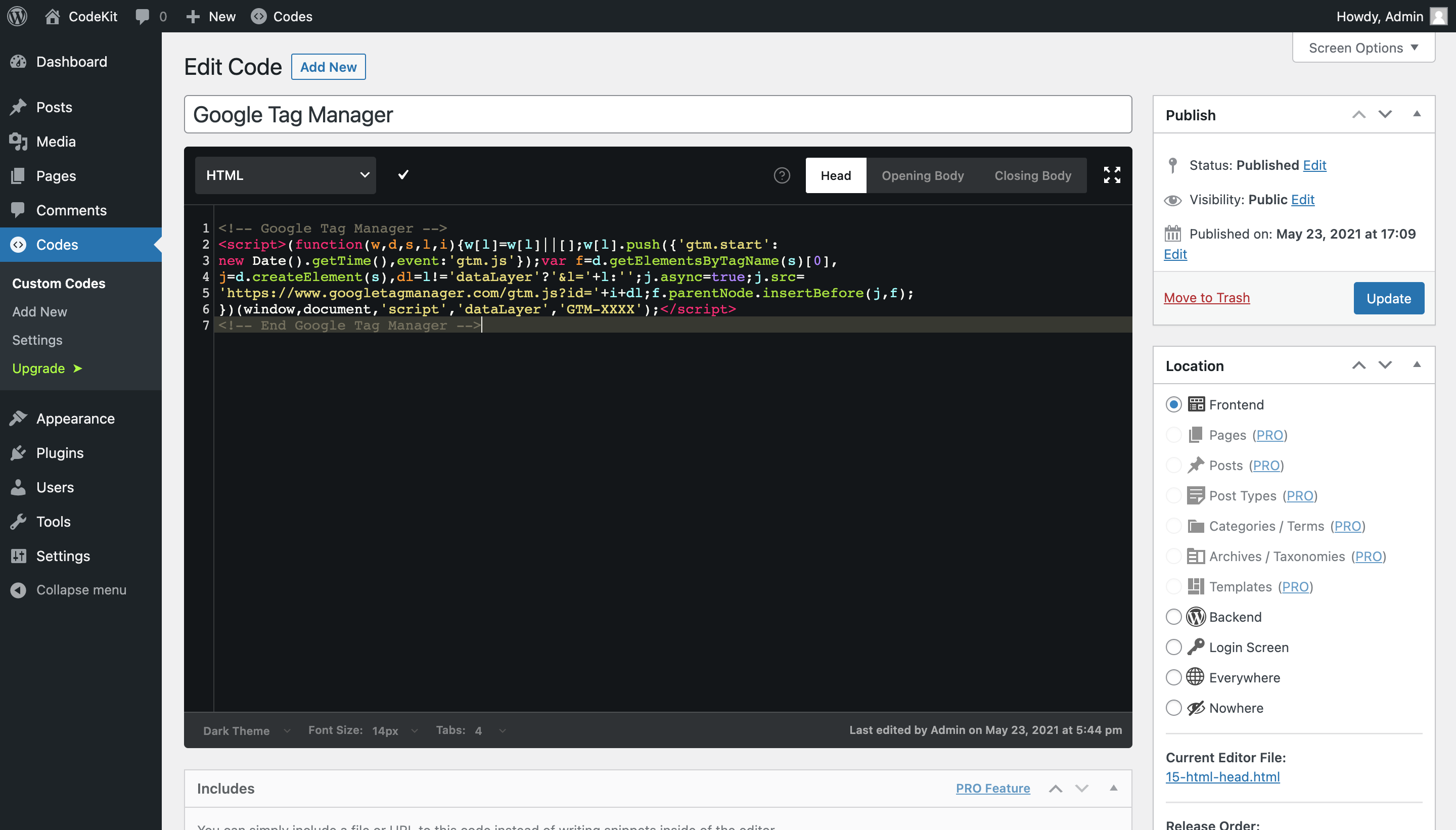 Sample PHP editor