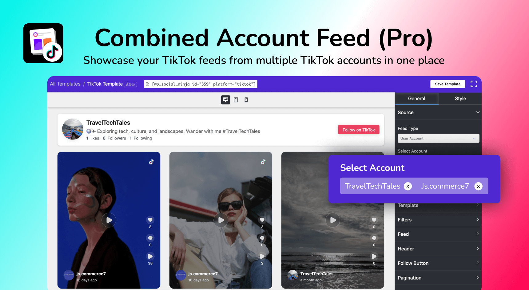 Make a combined account feed with your multiple TikTok posts from multiple businesses