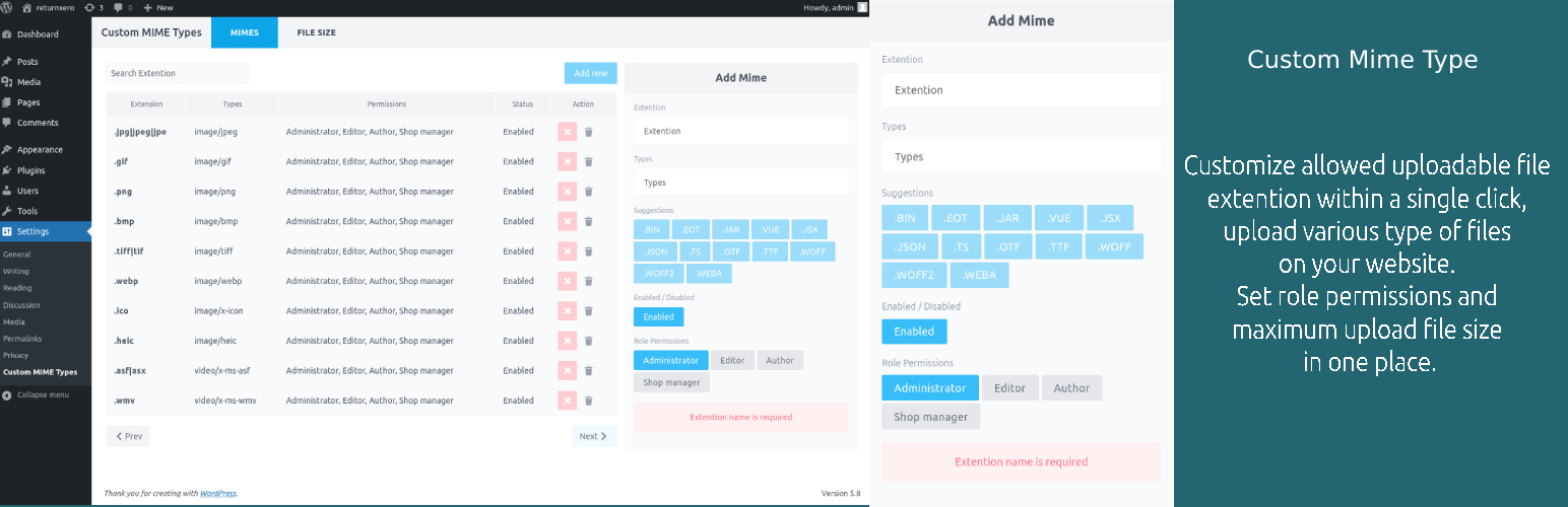 Custom Mime Types