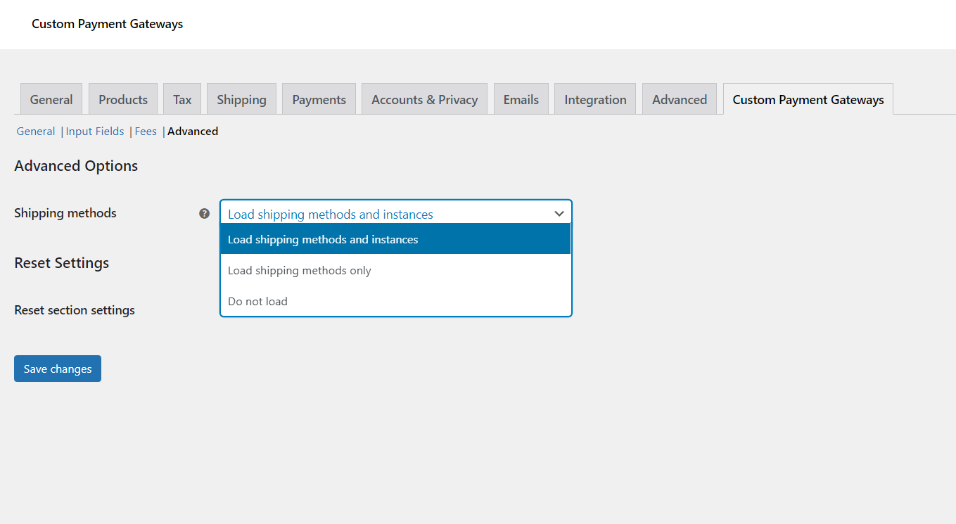 Gateways based on Shipping methods.