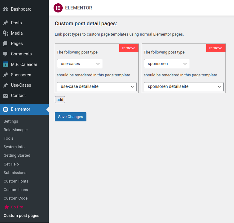 Settings menu