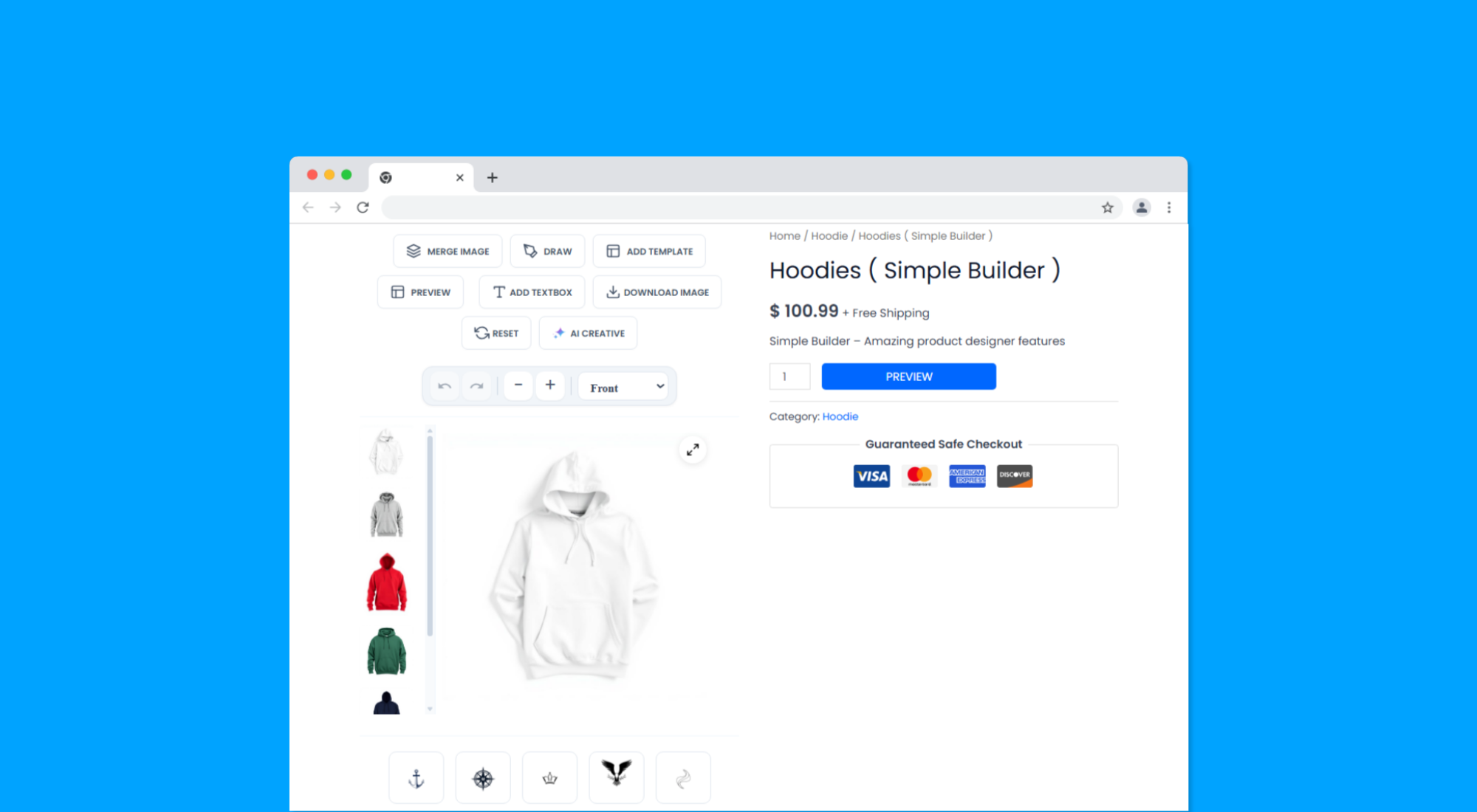 Product Designer Interface with drag-and-drop tools