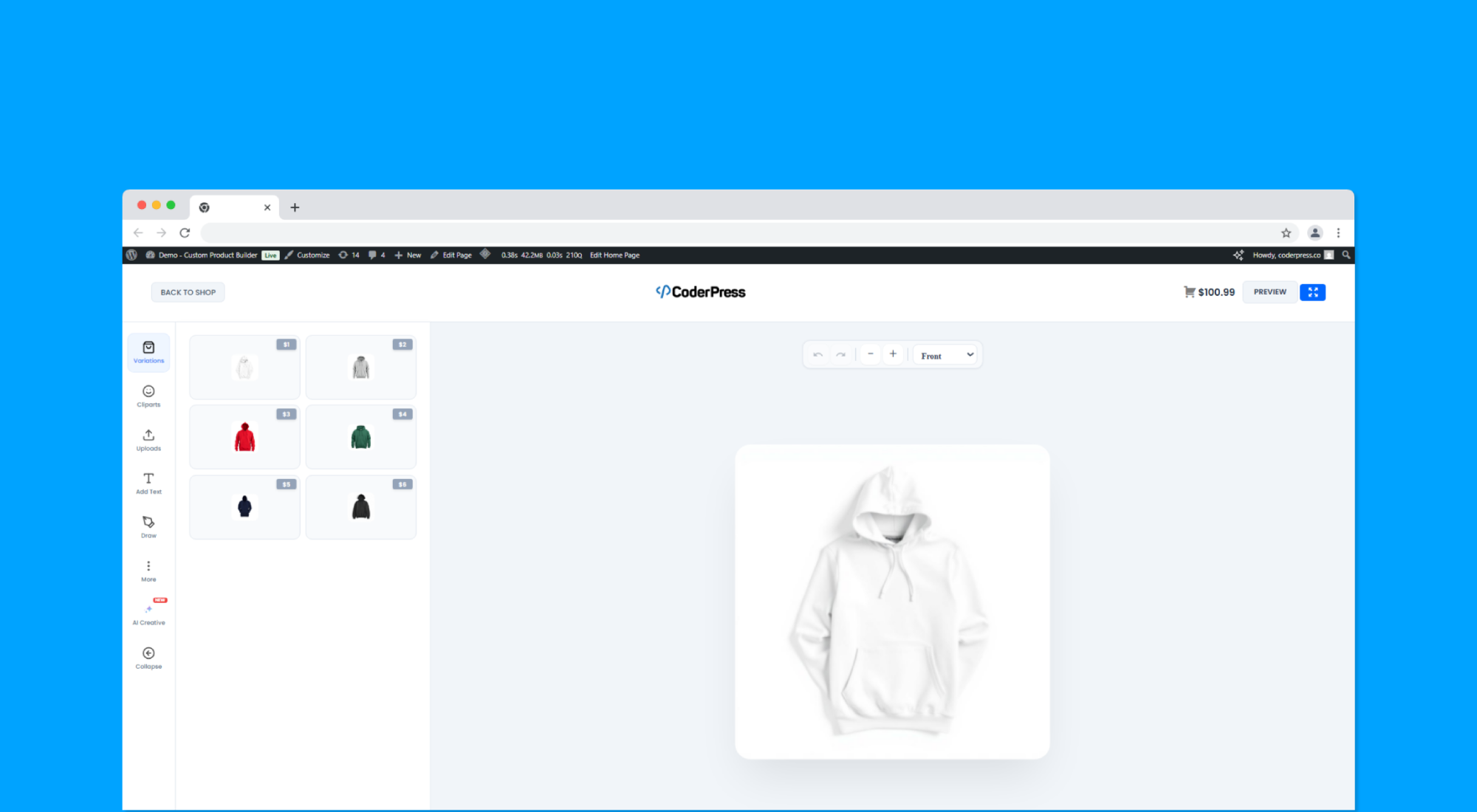 Live Product Preview system