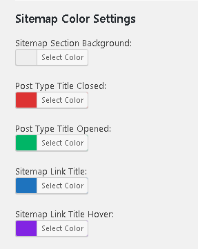 <p>Color settings options on plugin settings.</p>