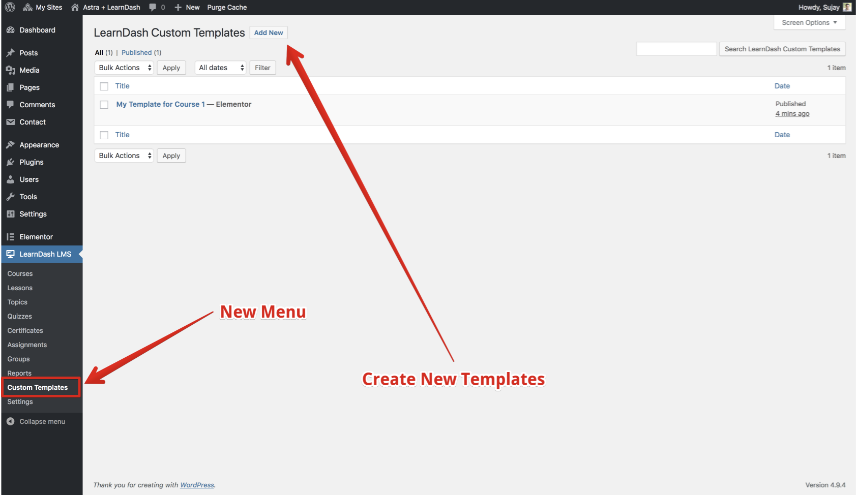 Custom Template for LearnDash