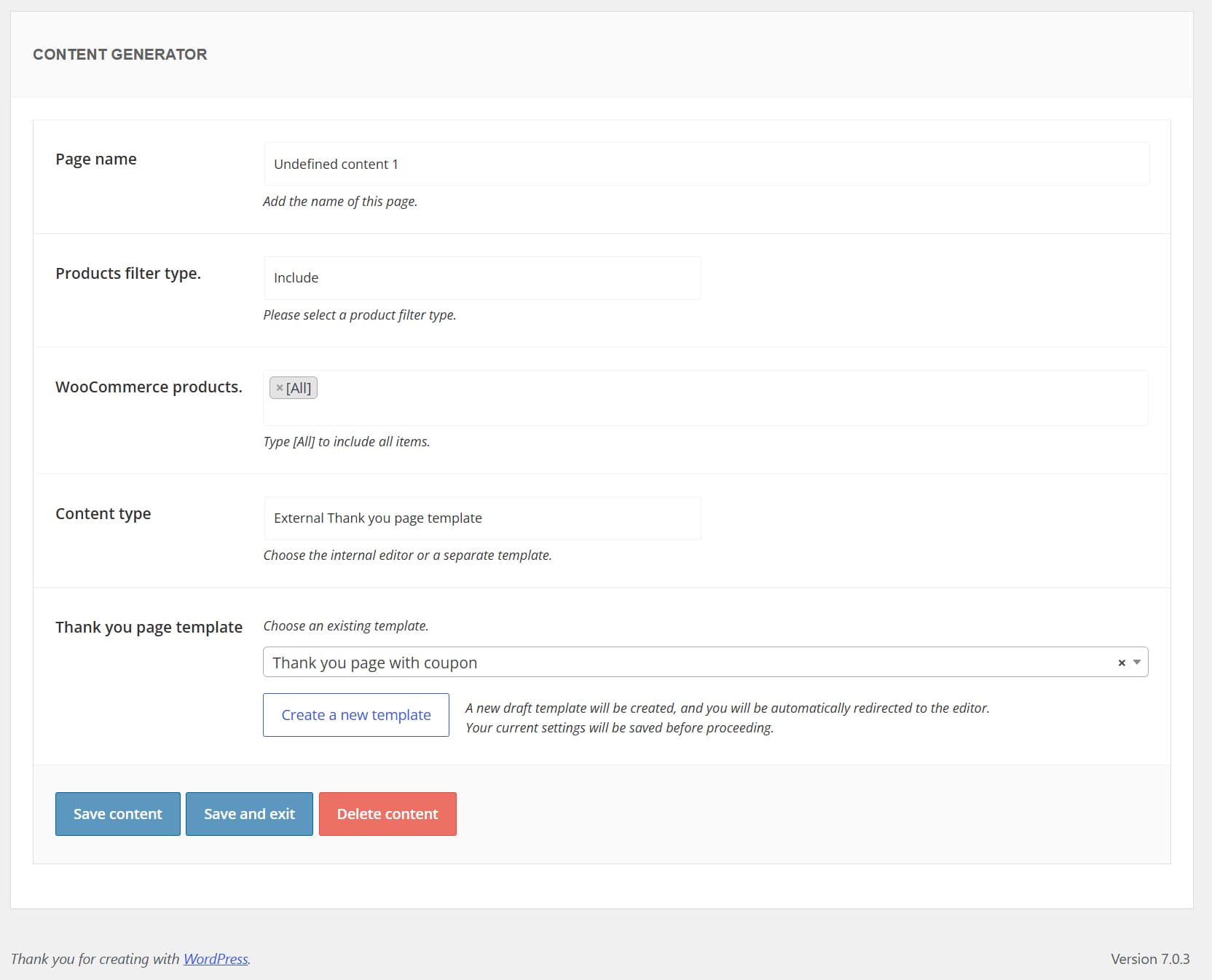 Create a thank-you page using a CTYP Template.