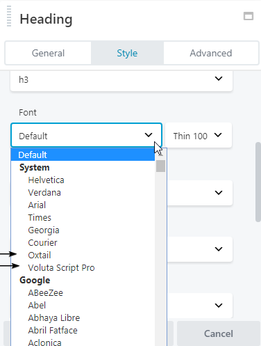 Select any Adobe font from Beaver Builder