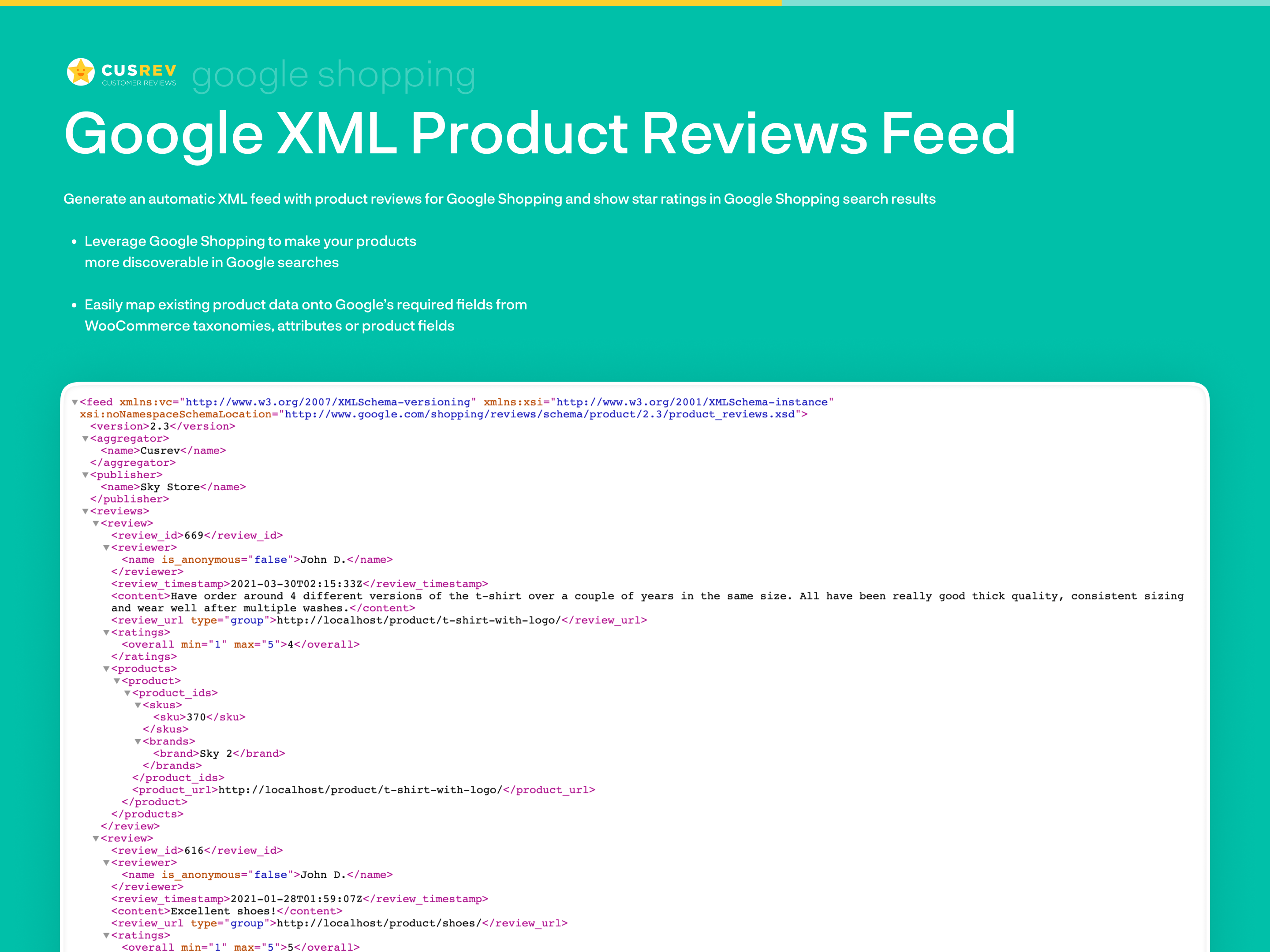 Feed XML de avaliações de produtos para o Google Shopping