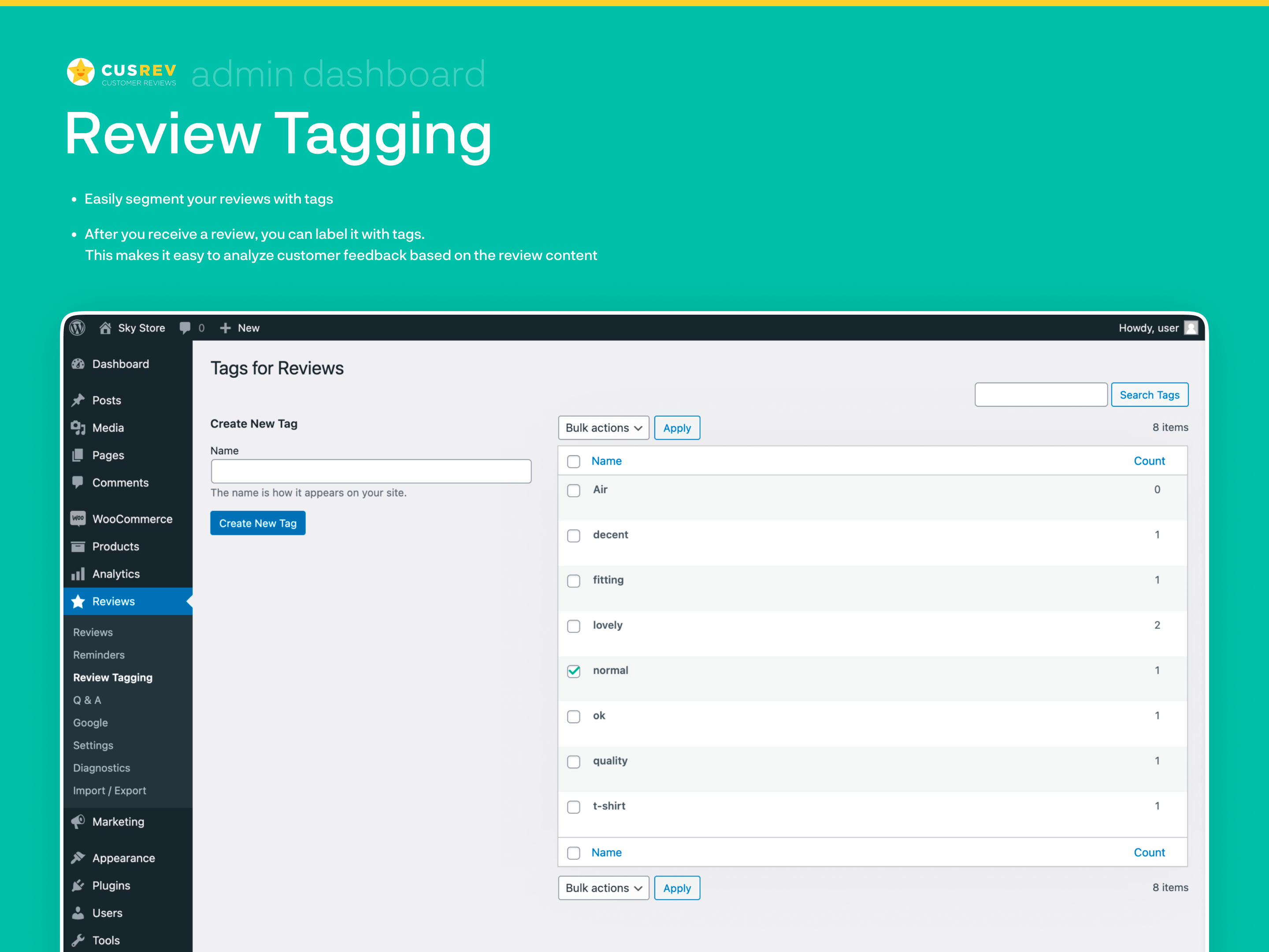 Review Tagging (Admin Dashboard)