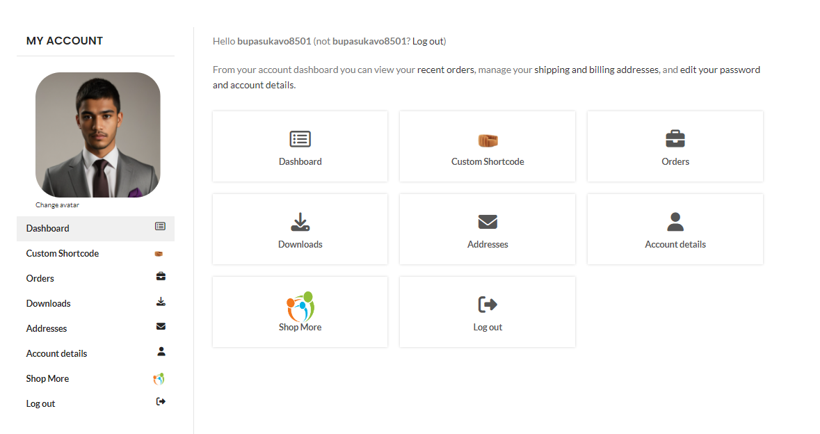customize my account for woocommerce