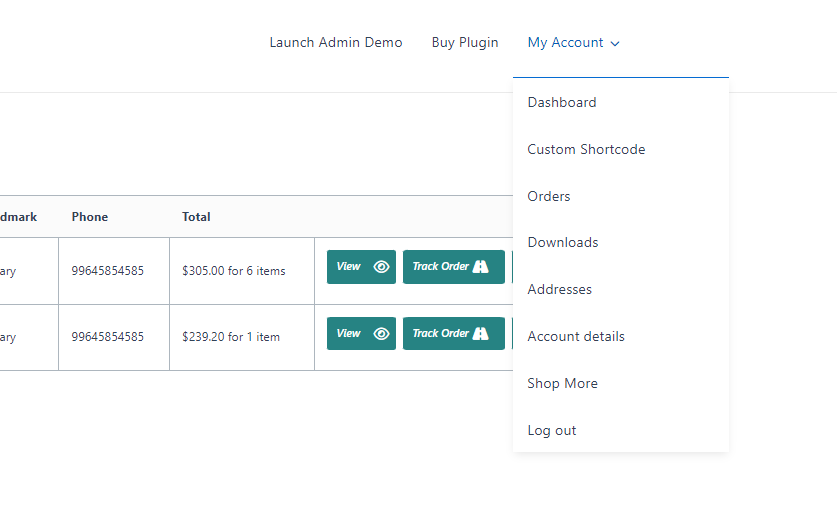 customize my account for woocommerce